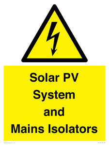 Solar PV System and Mains Isolators